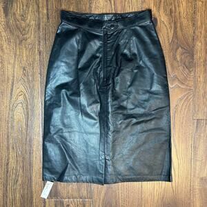 Vintage 1990s Genuine Leather NWT Deadstock Women's Pencil Skirt Size 9 / 10